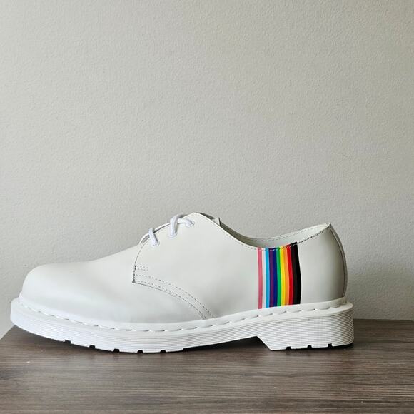 Dr Martens  Men's 1461 for Pride 3 Eye Shoes Size 11 White Smooth NWT - Picture 5 of 8
